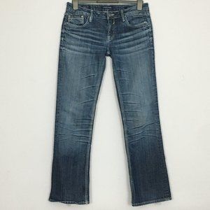 Vigoss Womens 29 New York Boot Cut Flap Pocket Medium Wash Denim Blue Jeans READ